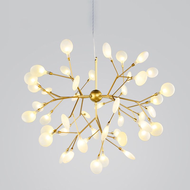 Metal Branch Shape Chandelier Nordic Style Fireflies Hanging Lamp for Restaurant