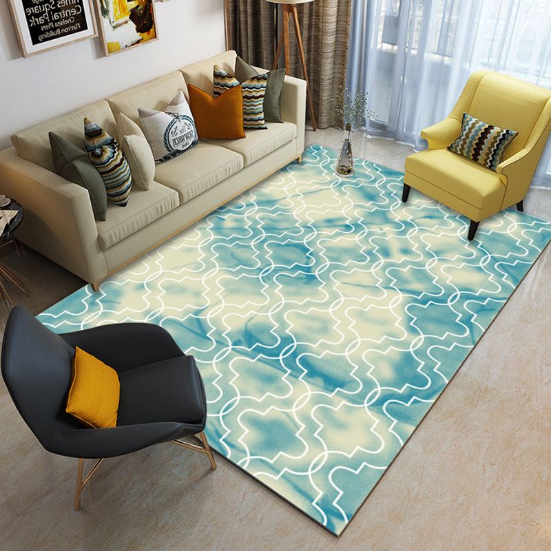 Multi Color Geometrical Rug Synthetics Contemporary Area Carpet Pet Friendly Non-Slip Backing Washable Rug for Living Room