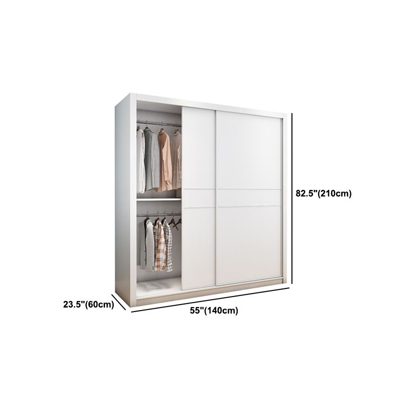 Contemporary Style Wardrobe Armoire White Engineered Wood Wardrobe with Drawer