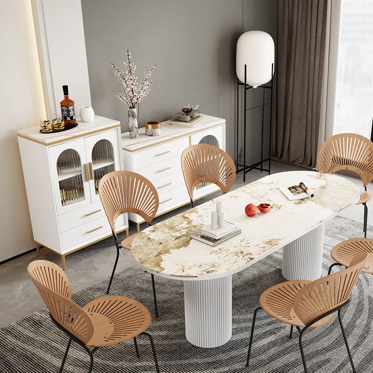 Glam Style Cupboard Artificial Wood Frame and Glass Door Kitchen Sideboard for Dining Room