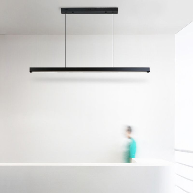 Slim Rectangular Linear Island Light Modern Minimalist Pendant Light in Black