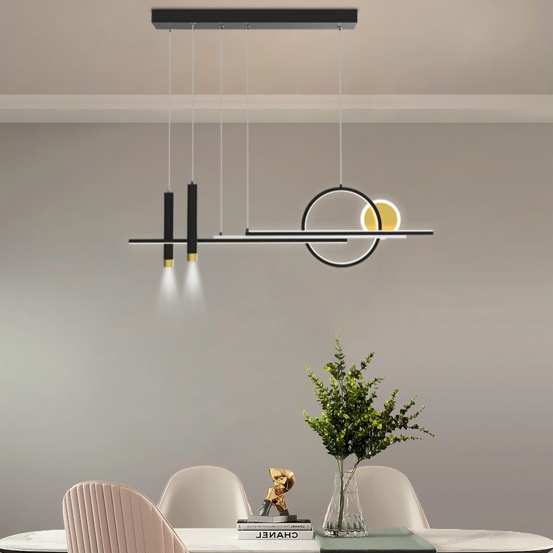 Moderni apparecchi di illuminazione lampadario lineare moderno in alluminio appeso a soffitto in alluminio con finitura nera