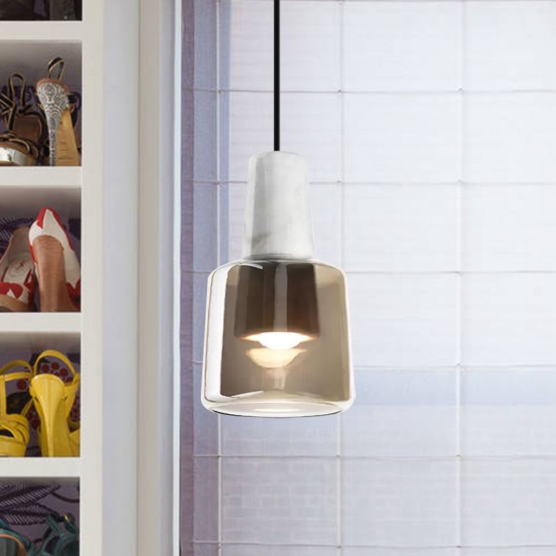 Urn Bedroom Pendant Light Smoke Gray Glass 1 Head Contemporary Suspended Lighting Fixture