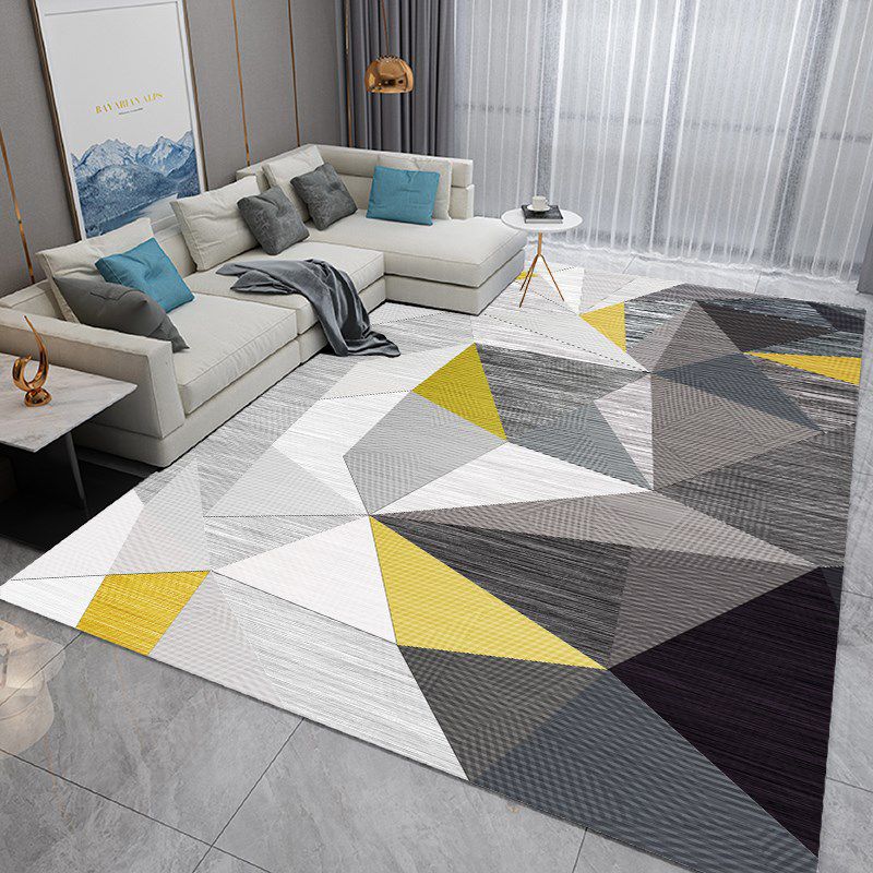 Simplicity Graphic Pattern Carpet Polyester Area Rug Non-Slip Backing Indoor Rug for Living Room