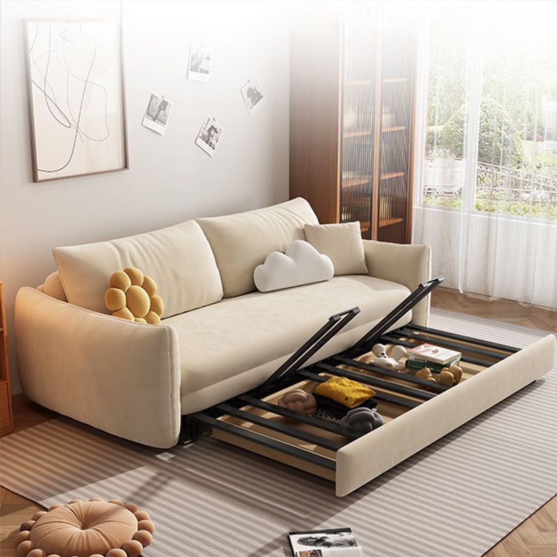 Glam Futon Sofa Bed Fabric Square Arms Futon Sleeper Sofa Bed