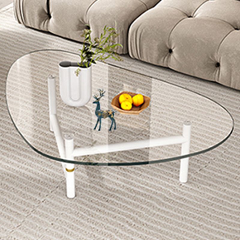 Modern Tempered Glass Top Coffee Table Triangle Coffee Table