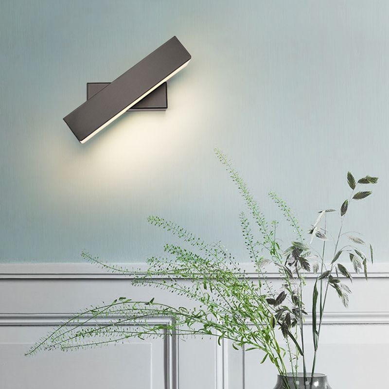 Rectangular Aluminium Rotatable Wall Sconce in Modern Concise Style Wrought Iron Wall Light with Acrylic Shade