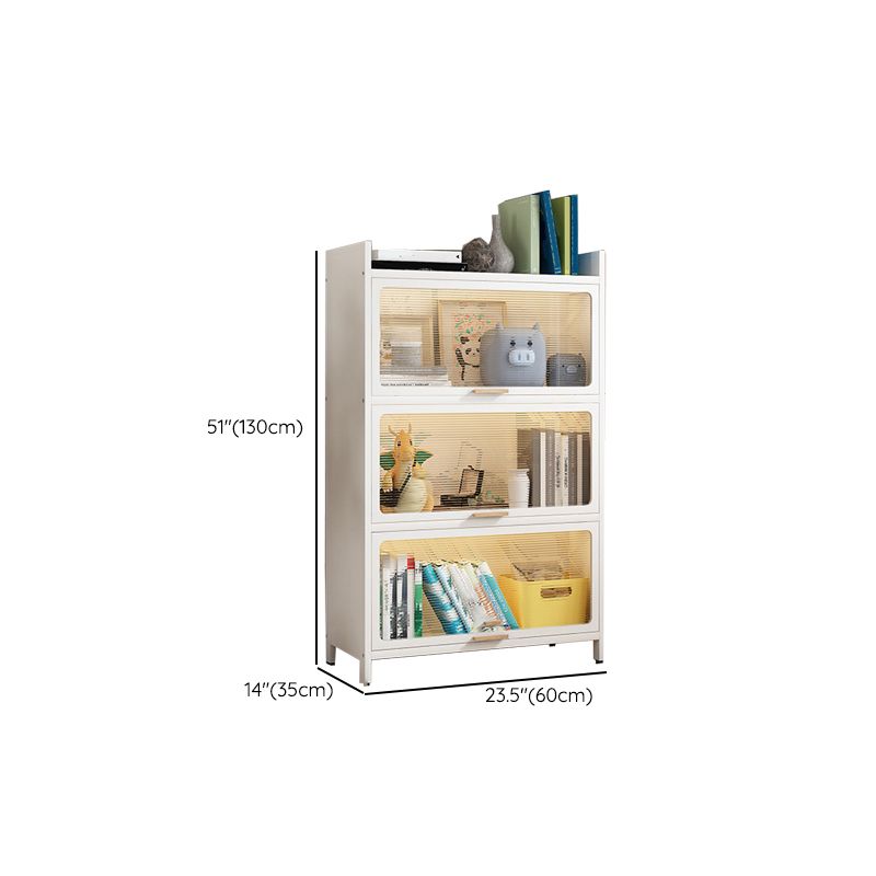 White Metal Closed Back Bookshelf Standard Contemporary Bookcase