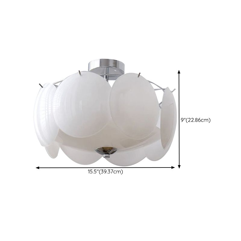 Modern Ceiling Lamp White Glass Shade Flush Mount Light Fixture