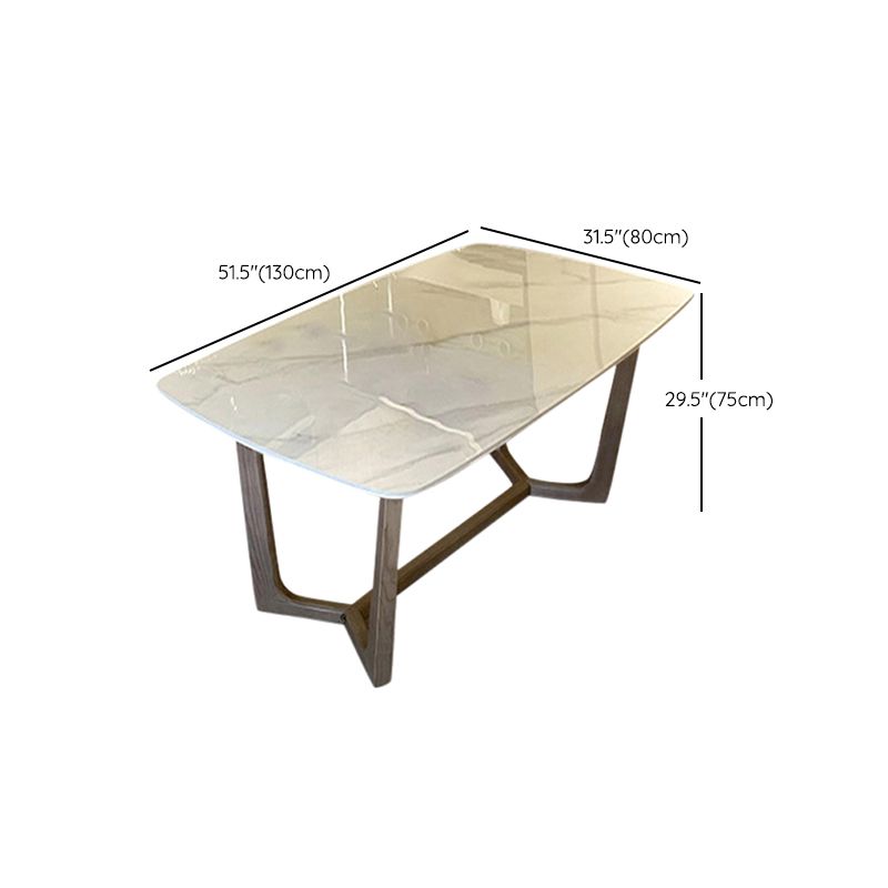 Contemporary Trestle Base Dining Table Stone Dining Table in White
