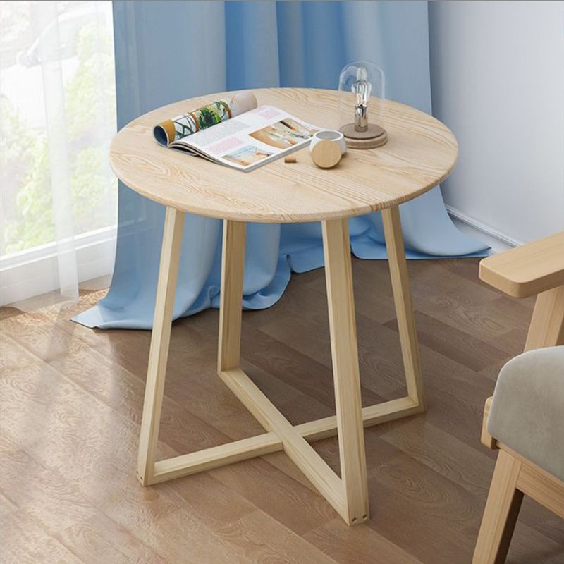 27.5" Tall Cross Legs Side Table Wood Natural/ White Round Side End Table
