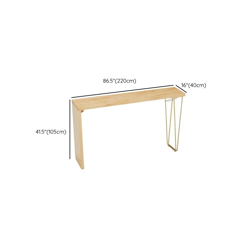 Natural Finish 1/4 Pcs Bar Set with Wooden Stools for Dining Room