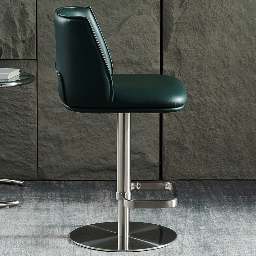 Modern Rotatable Backrest Counter Stool Stainless Steel Bar Stool with Pedal for Cafe