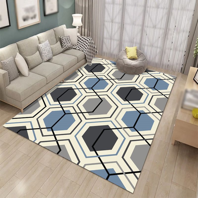 Contemporary Triangle Pattern Carpet Polyester Area Rug Pet Friendly Indoor Carpet for Living Room
