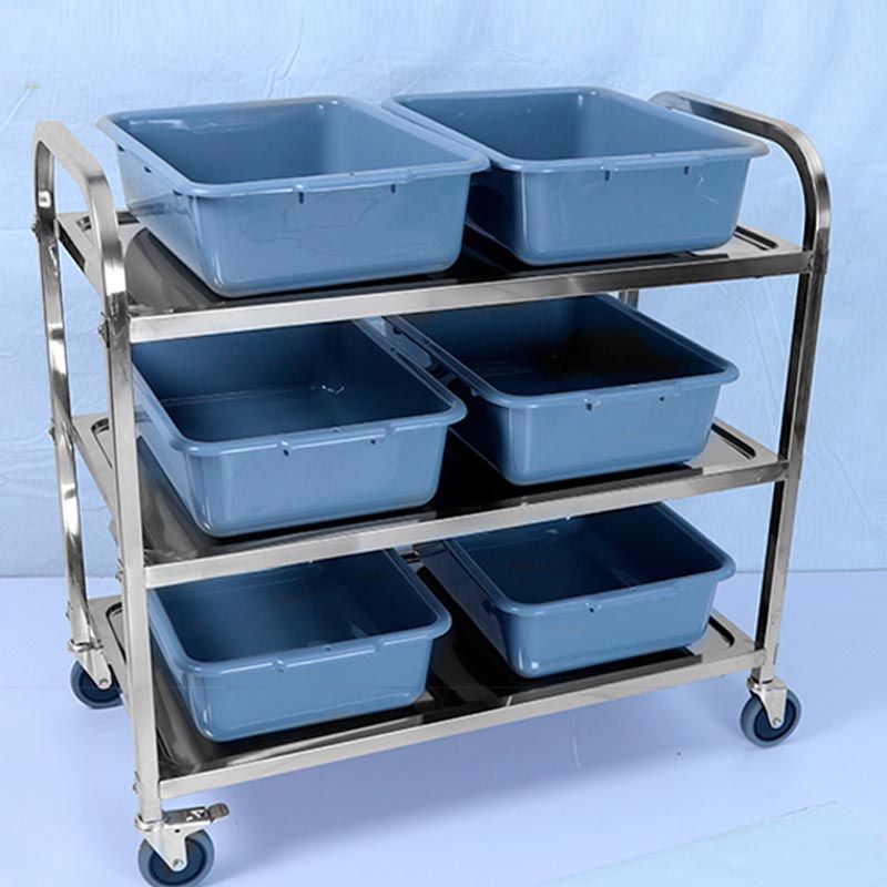 Contemporary Rolling Prep Table Metal Prep Table with Open Storage