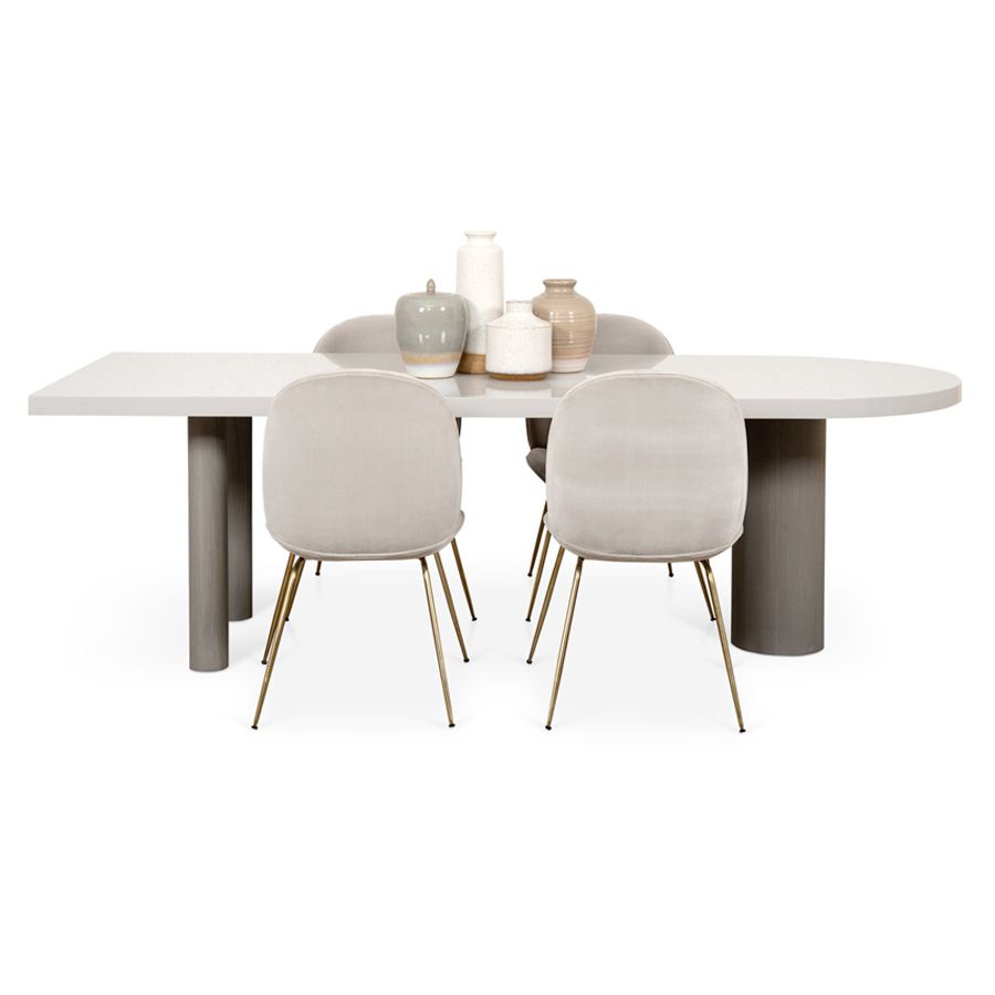 Mesa de comedor contemporánea de madera sólida Mesa de forma de madera de pino para la cocina