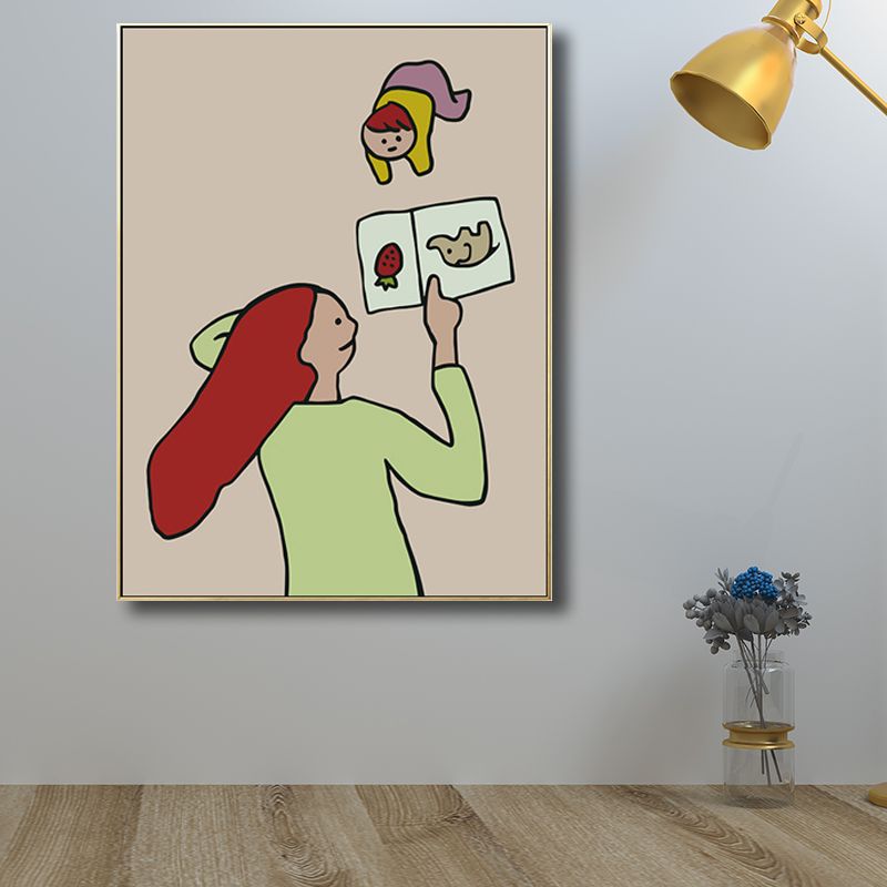 Family Moments Drawing Wall Art Pastel Canvas Print Wall Decor, Textured Surface