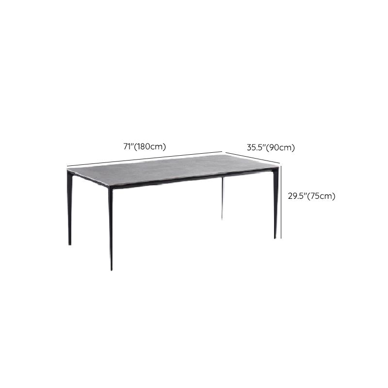 Industrial Style Rectangle Table Sintered Stone Table with Metal Legs for Home