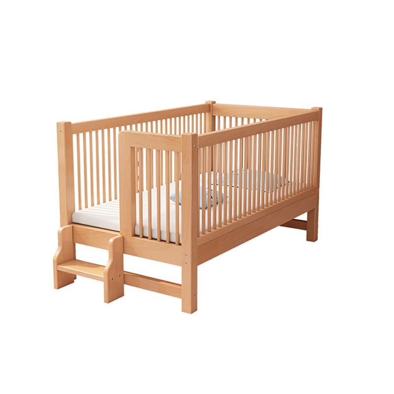 Washed Natural Nursery Crib Modern Wood  Nursery Crib with Guardrail