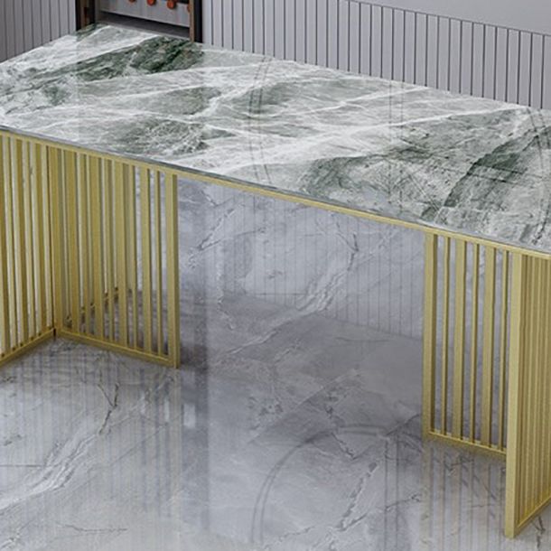 Mesa de comedor de piedra sinterizada de lujo Mesa de interior rectángulo con base de pedestal doble