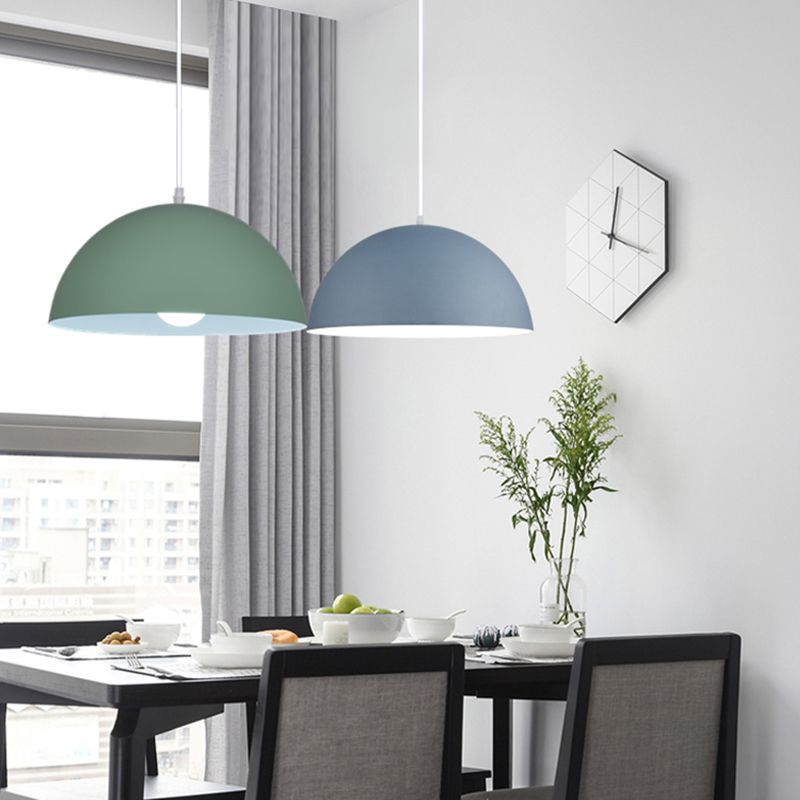 Metal Bowl Shade Hanging Lights Modern Macaron Style 1 Light Hanging Mount Fixture for Supermarket