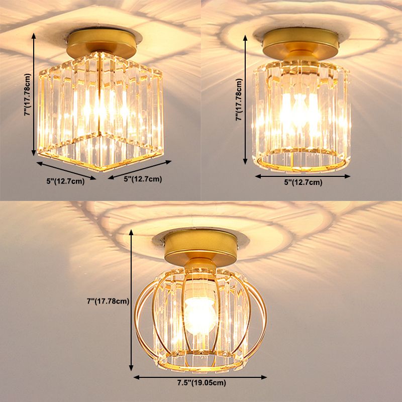 Crystal Shaded Semi Flush Light Fixture Minimalist-Style Close to Ceiling Lamp