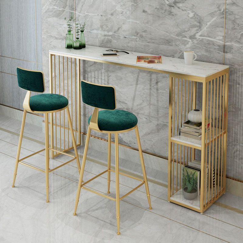 Glam Style Rectangle Counter Table Marble Top 42-inch Height Table for Dining Room