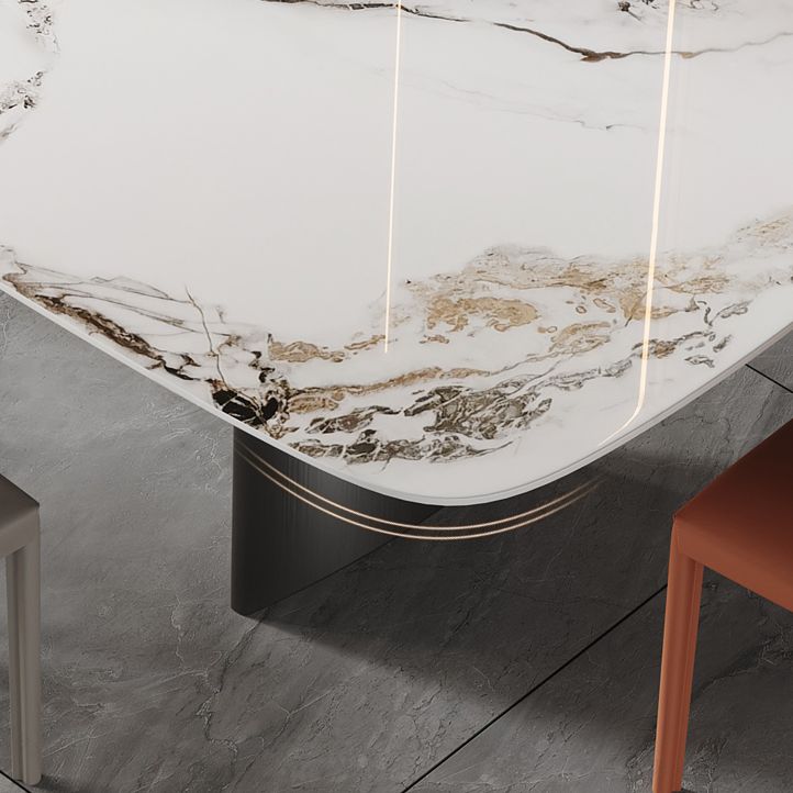 Sintered Stone Top Rechtecktisch für Restaurant Moderner Esstisch mit Doppelpodest
