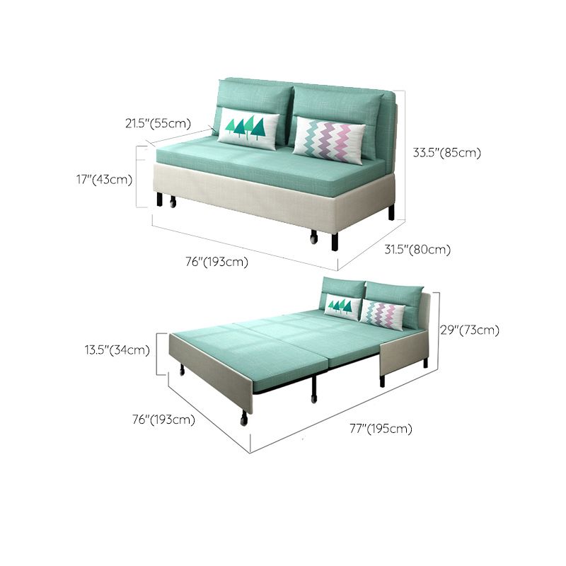 31.88" Wide Linen Sleeper Sofa Green Sofa Bed with Pillow Back