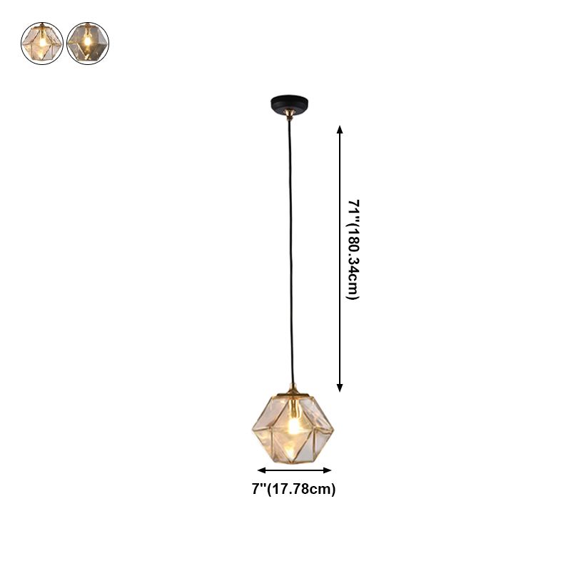 Verre géométrique suspendue Lumière Créative 1 Livrage léger Pendant le suspension moderne
