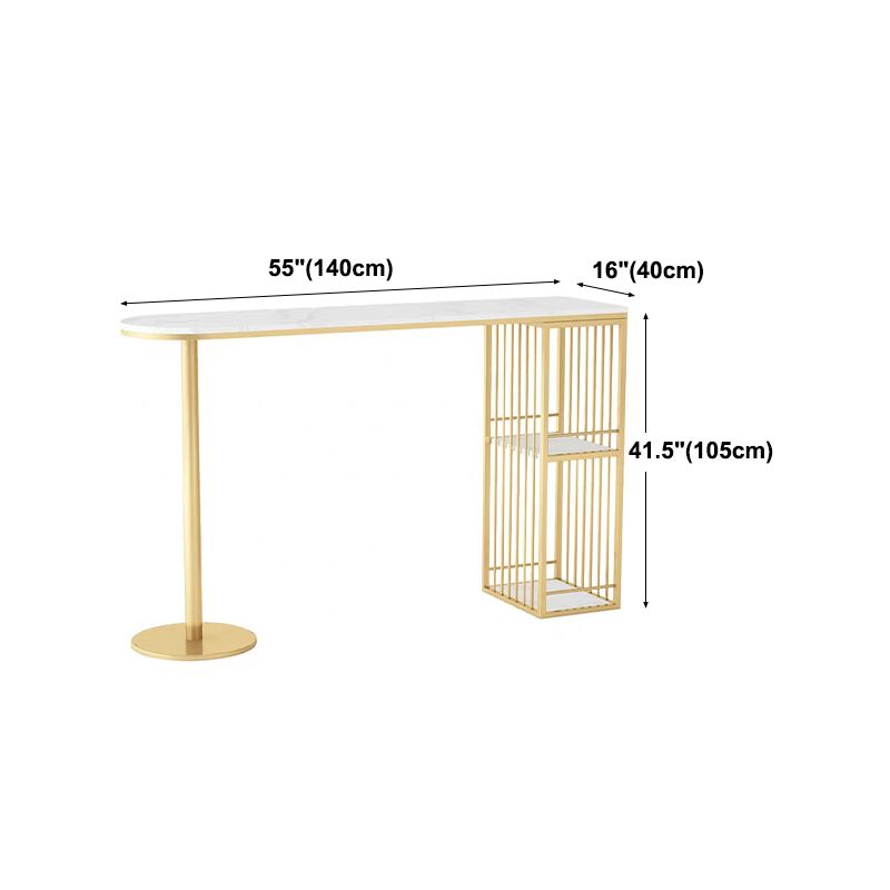 Glam Style 41.3"H Bar Table Marble White Top Specialty Bistro Table in Gold