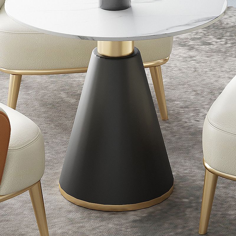 Round Table Dinette Table Contemporary Stone Dinner Room Table with Pedestal Base