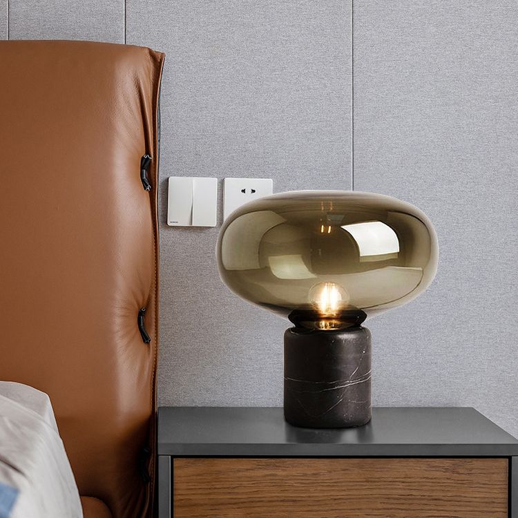 Cilindrische marmeren basistafellamp postmoderne stijl ovaal glas nachtkastje licht voor slaapkamer woonkamer