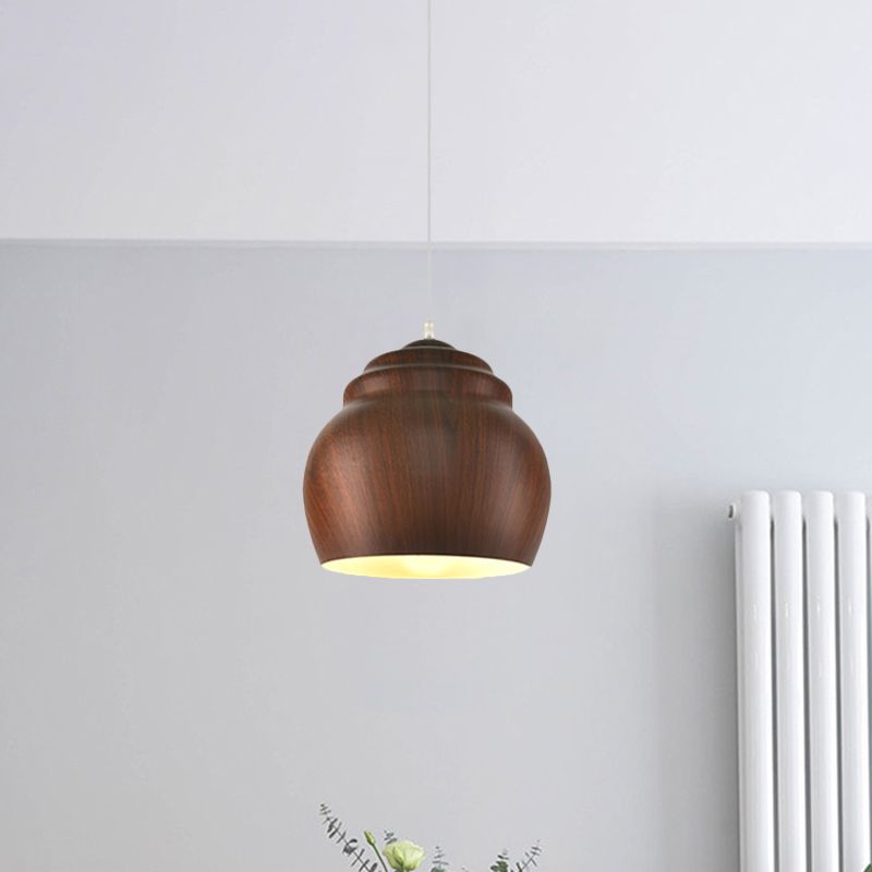 1 Head Hanging Ceiling Light Loft Pendant Lamp with Pottery Cup Aluminum Shade in Coffee