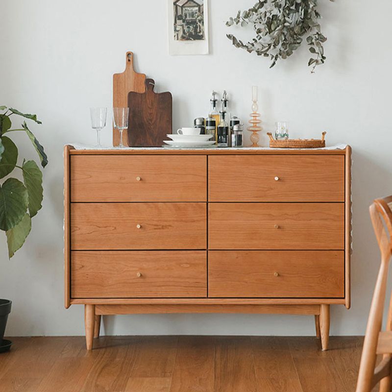 Minimalistic Water Resistant Storage Cabinet Solid Wood Accent Chests with 6 Drawers