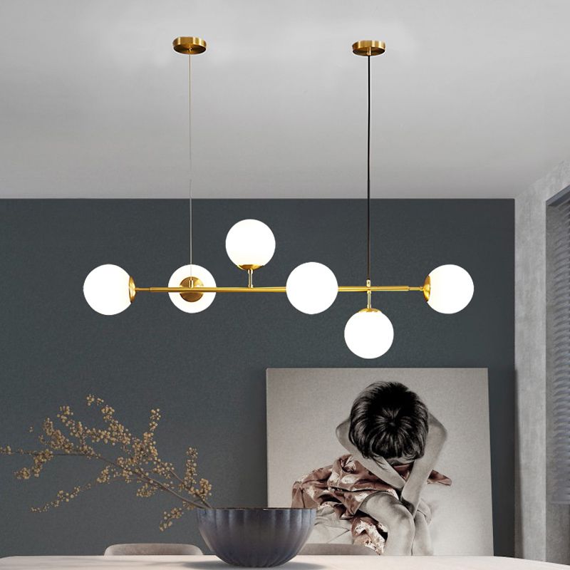 Modern Spherical Island Lighting Fixtures Glass 6 Light Pendant Lighting