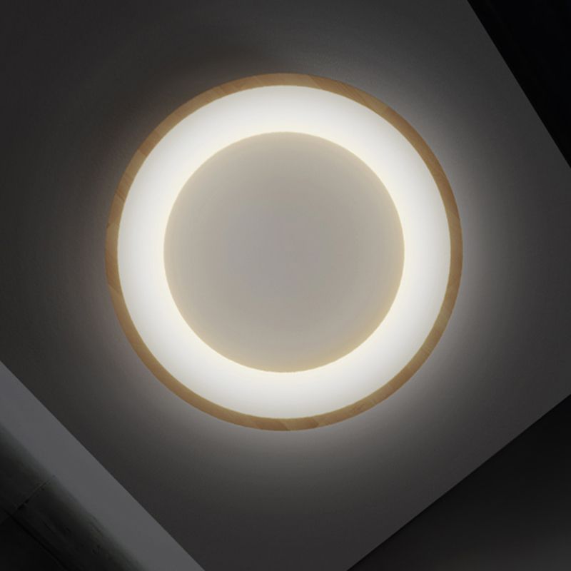Lampada da Soffitto a LED di Forma Rotonda Stile Moderno Semplice in Legno 1 Luce da Incasso per Sala da Pranzo
