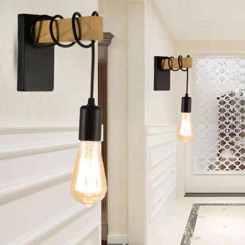 Simple Shape Wall Light Sconces Wood 1 Light Wall Lighting Fixtures for Bedroom