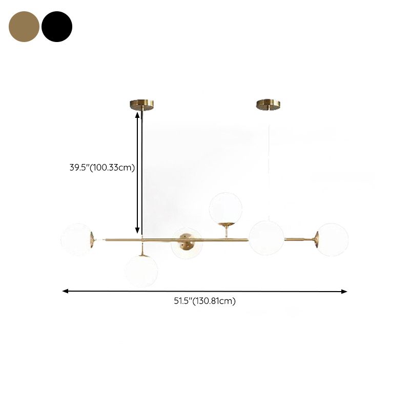 Linear Pendant Lighting Minimal Glass 6 Lights Chandelier Lighting in Black