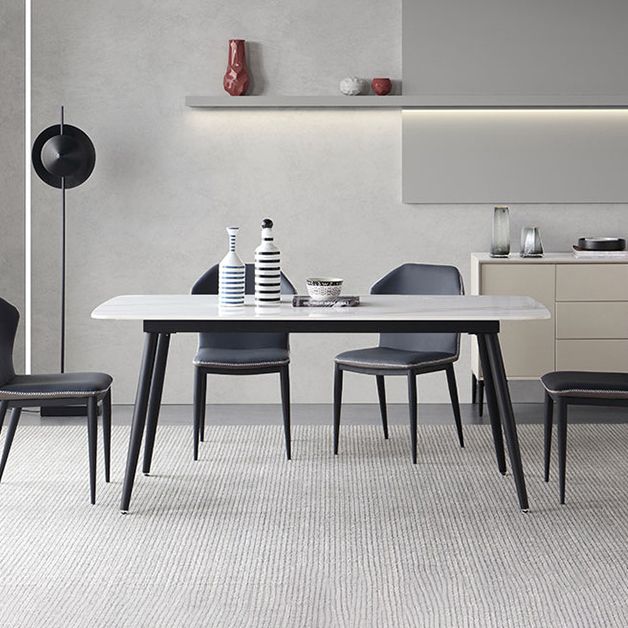 Sintered Stone Modern Dining Table Rectangle Table with 4 Legs for Home