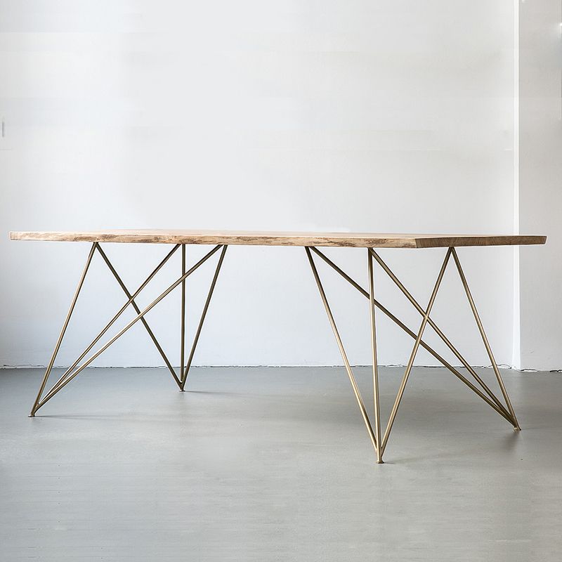 Mesa de comedor de color rectángulo de madera Mesa de madera maciza con 4 patas