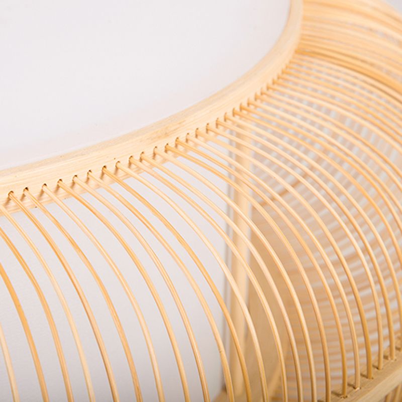 Japanese Curved Drum Flush Mount Ceiling Light Fixture Bamboo Ceiling Flush Mount Lights for Bedroom