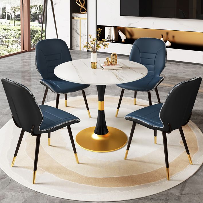 Round Traditional Luxury Dining Table Sintered Stone Table with Tulip Base