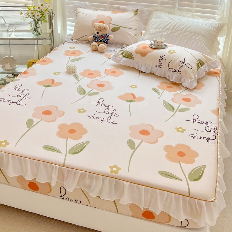 Cotton Fitted Sheet Floral Print Super Soft Bed Sheet Set for Bedroom