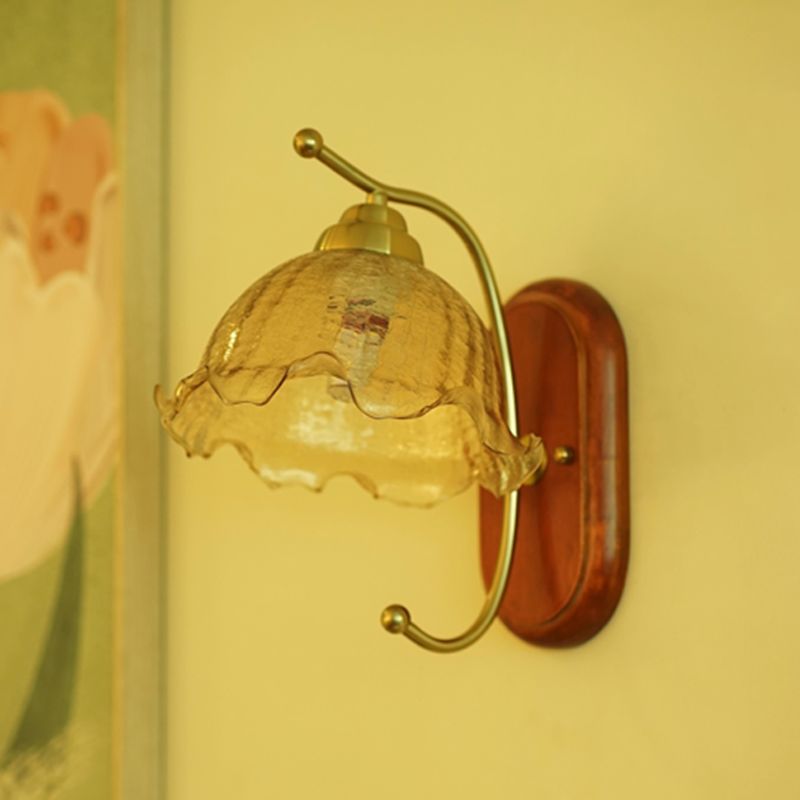 Modern Glass Wall Mounted Lamp Wooden Wall Lights for Bedroom