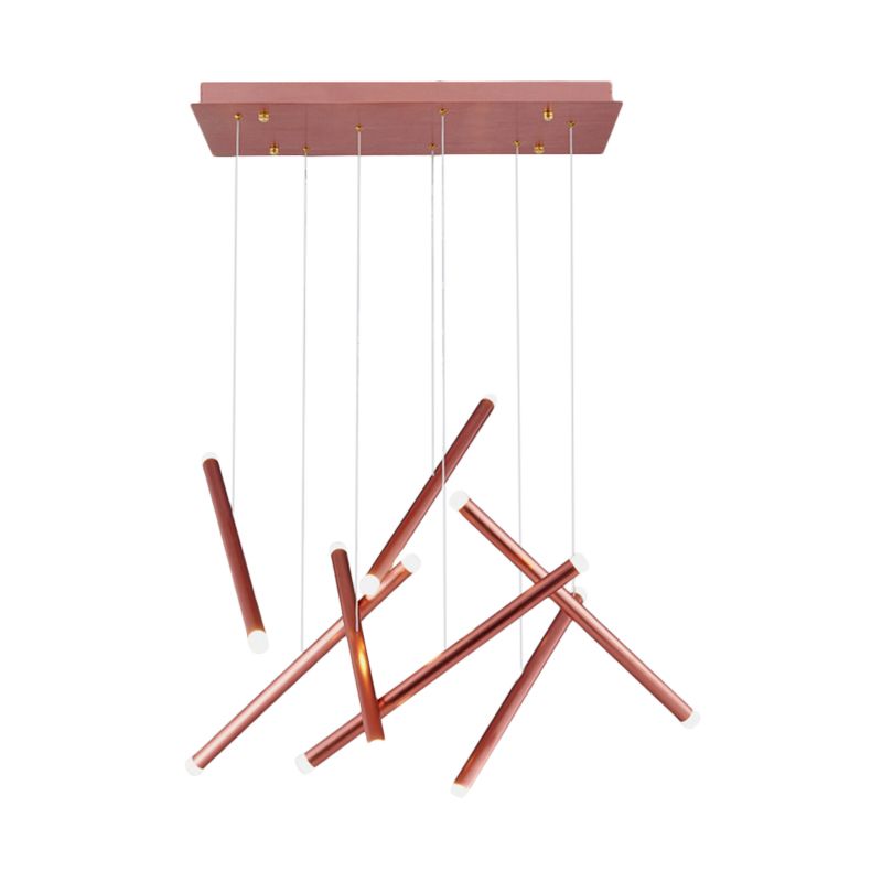 Brown/Gold/Rose Gold Flute Cluster Pendant Light Simple Style 7 Lights Metal Pendant Light for Dining Room in Warm/White