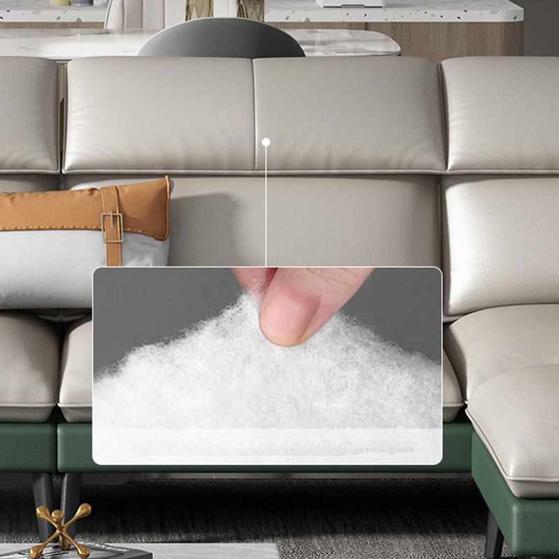 Foam Solid Color Flared Arm Waterproof Genuine Leather Sofa for Home