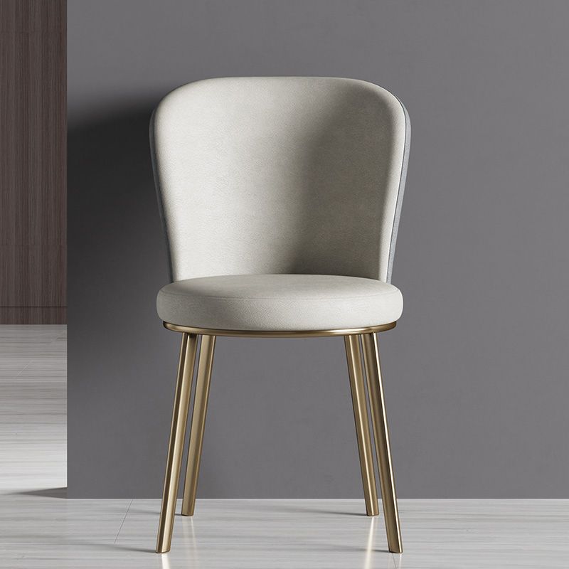 Scandinavian Style Leather Dining Chairs Solid Back Armless Dining Chairs for Home