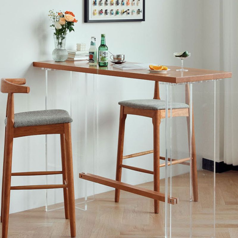Wood and Acrylic Base Counter-height Pub Table Rectangle Pub Table