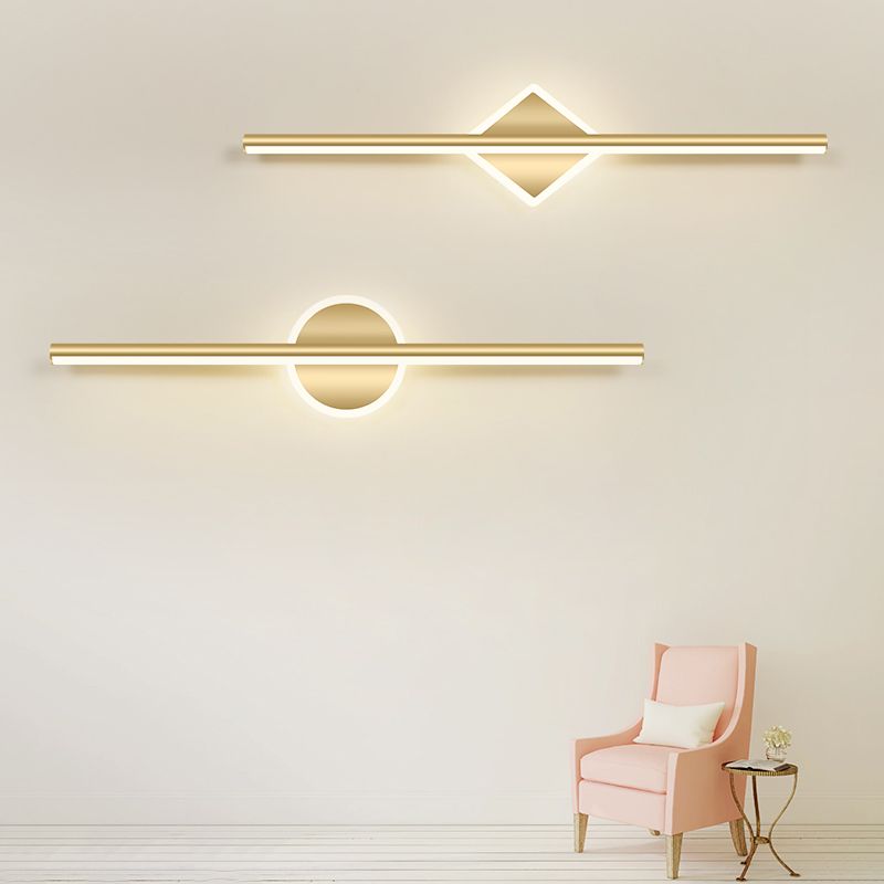 Lampade per vanità per bagno lineare in stile Luxury Mid-secolo Lampadele per vanità in metallo con finitura oro in oro